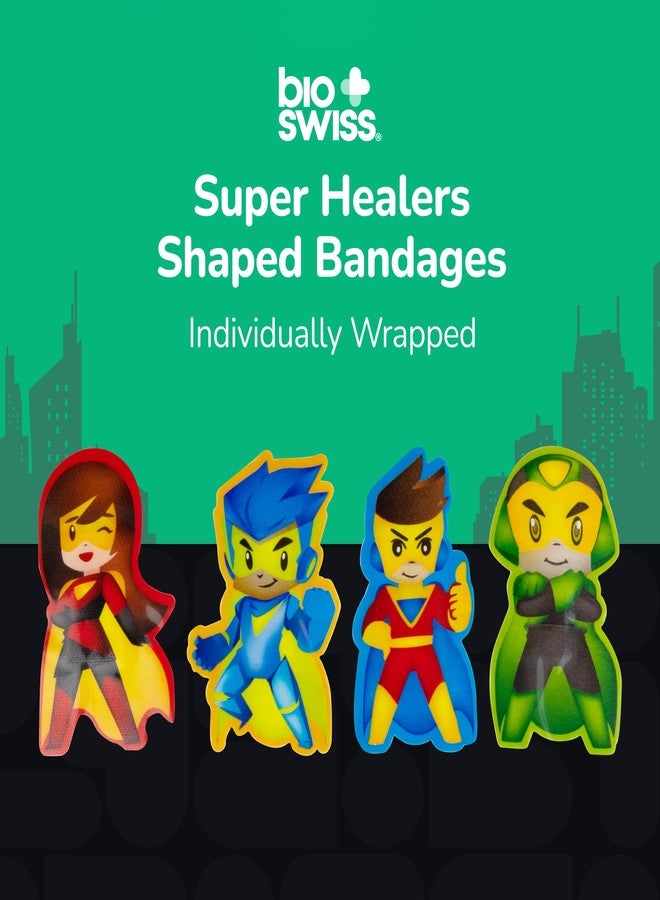 BioSwiss Bandages, Super Healers Superhero Shaped Self Adhesive Bandage Set, Latex Free, Sterile Wound Care, 24 Count - Image 3
